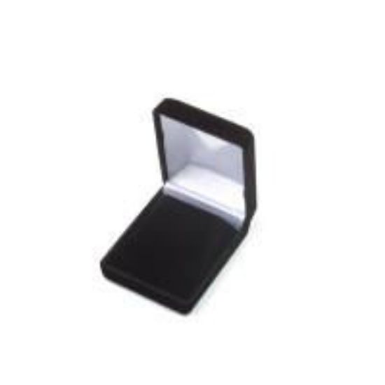 Picture of Black Flock Velour Pendant/Earring Jewelry Box, 3-3/8" W  x 1-1/8" H x 3" D, Sold individually, Imported