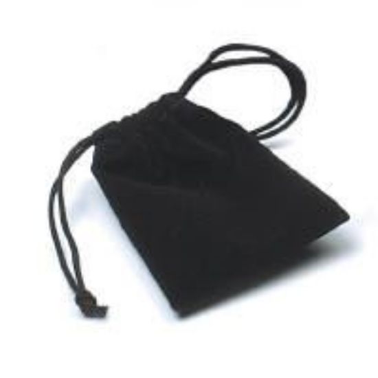 Picture of Black Velvet Drawstring Pouch, 4" W x 5" H, Sold individually, Imported