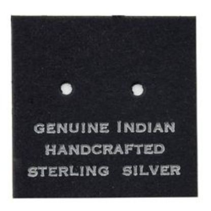 Picture of Black Earring Card with "Genuine Indian Hand Crafted Sterling Silver", 1" x 1", Sold per pkg of 100