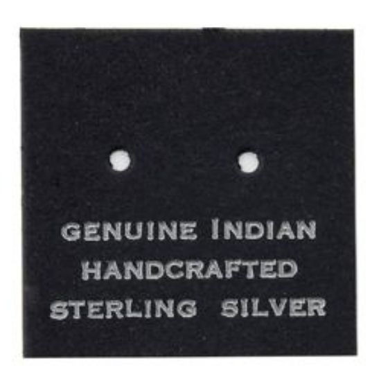 Picture of Black Earring Card with "Genuine Indian Hand Crafted Sterling Silver", 1" x 1", Sold per pkg of 100
