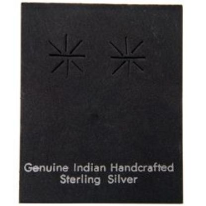 Picture of Earring Cards Black Card Stock with Silver Imprint  "Geniune Indian Hand Crafted Sterling Silver", 1-5/8" W x 2" H, Sold per pkg of 100