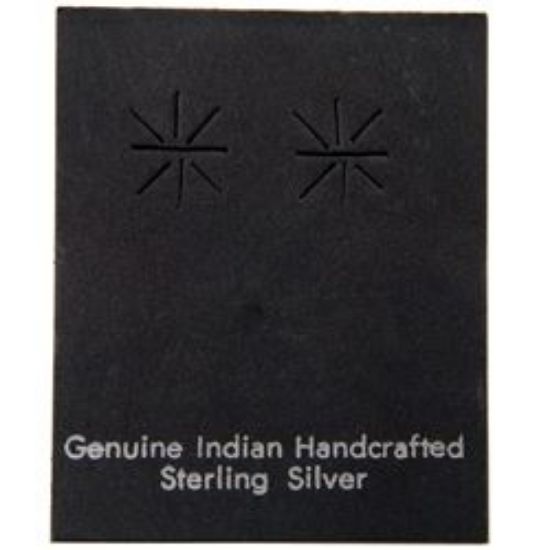 Picture of Earring Cards Black Card Stock with Silver Imprint  "Geniune Indian Hand Crafted Sterling Silver", 1-5/8" W x 2" H, Sold per pkg of 100