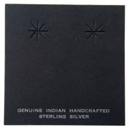 Picture of Black Earring Card with "Genuine Indian Hand Crafted Sterling Silver", 2-3/8" x 2-3/8", Sold per pkg of 100