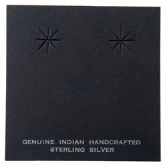Picture of Black Earring Card with "Genuine Indian Hand Crafted Sterling Silver", 2-3/8" x 2-3/8", Sold per pkg of 100