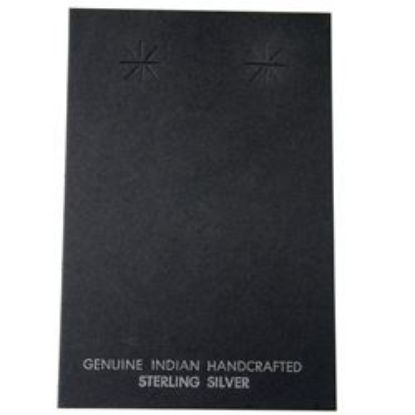Picture of Black Earring Card with "Geniune Indian Hand Crafted Sterling Silver", 2-3/8" x 3-1/2", Sold per pkg of 100