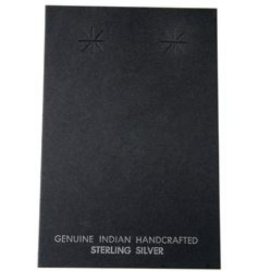 Picture of Black Earring Card with "Geniune Indian Hand Crafted Sterling Silver", 2-3/8" x 3-1/2", Sold per pkg of 100