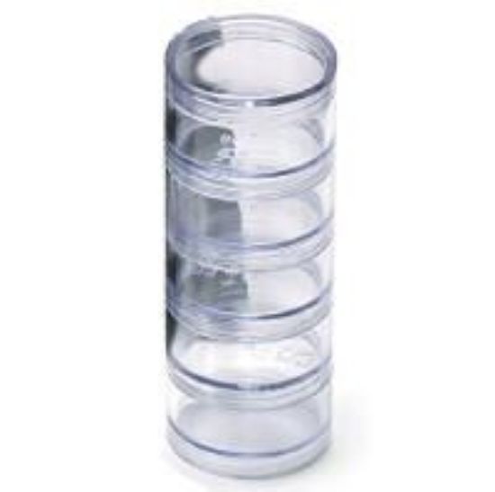 Picture of Clear Round Storage Jars Stacked, 1" x 2" Diameter, 5 Piece Set
