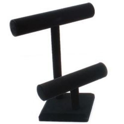 Picture of Black Velvet Round Shape Double T-Bar Display, 9-3/8" W x 10-7/8" H, Sold individually, Imported