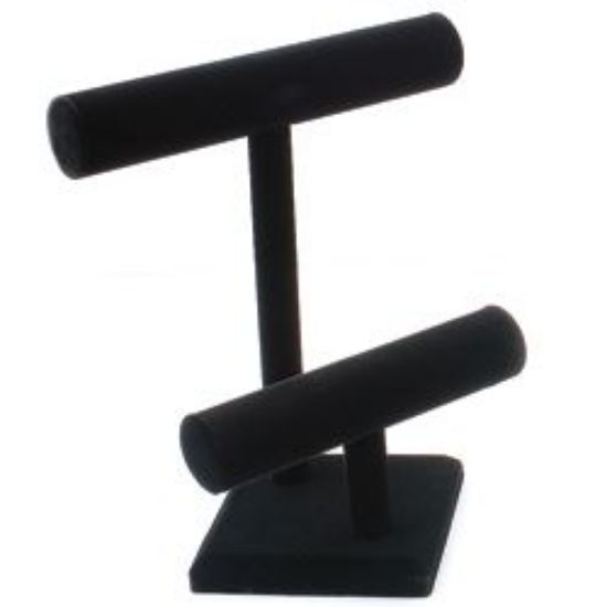 Picture of Black Velvet Round Shape Double T-Bar Display, 9-3/8" W x 10-7/8" H, Sold individually, Imported
