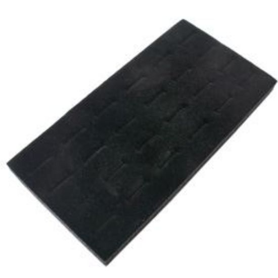 Picture of Enchanted Black Flocked Foam Ring Display Tray Inserts, 24 Straight Ring Slots, 7-1/2" L x 3-3/4" W x 5/8" D, Sold Individually, Made in the USA
