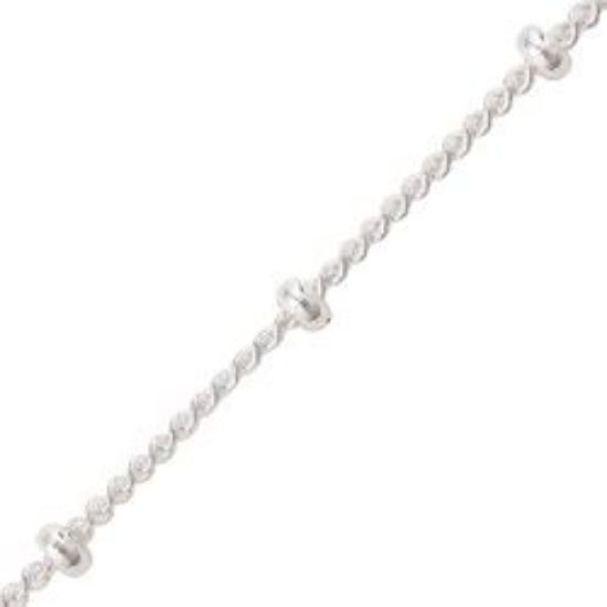 Picture of Sterling Silver Curb Chain w/ Bead 20 Inch x 1mm