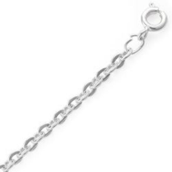 Picture of Silver Plated Flat Cable 3mm Chain, 18" Length.  IMPORTED ECONOMY QUALITY CHAINS: DUE TO THE PRICE, THIS ITEM VARIES IN LENGTH AND SIZE, NO REFUNDS OR EXCHANGES.