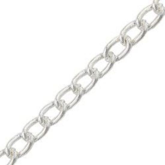 Picture of Silver Plated Heavy Curb Chain 24 Inch x 1.7mm. IMPORTED ECONOMY QUALITY CHAINS: DUE TO THE PRICE, THIS ITEM VARIES IN LENGTH AND SIZE, NO REFUNDS OR EXCHANGES.