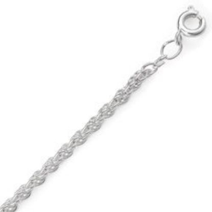 Picture of Silver Plated Rope Chain #260 3mm 24". IMPORTED ECONOMY QUALITY CHAINS: DUE TO THE PRICE, THIS ITEM VARIES IN LENGTH AND SIZE, NO REFUNDS OR EXCHANGES.