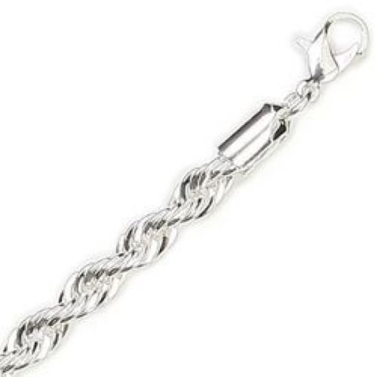 Picture of Silver Plated French Rope Chain 5mm 24". IMPORTED ECONOMY QUALITY CHAINS: DUE TO THE PRICE, THIS ITEM VARIES IN LENGTH AND SIZE, NO REFUNDS OR EXCHANGES.