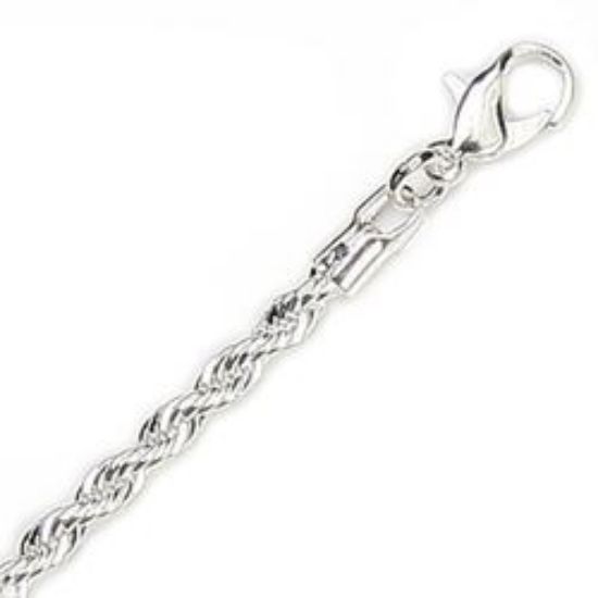 Picture of Silver Plated French Rope Chain 3.5mm 18". IMPORTED ECONOMY QUALITY CHAINS: DUE TO THE PRICE, THIS ITEM VARIES IN LENGTH AND SIZE, NO REFUNDS OR EXCHANGES.