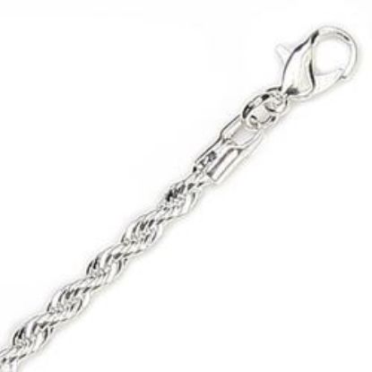 Picture of Silver Plated French Rope Chain 3.5mm 20". IMPORTED ECONOMY QUALITY CHAINS: DUE TO THE PRICE, THIS ITEM VARIES IN LENGTH AND SIZE, NO REFUNDS OR EXCHANGES.
