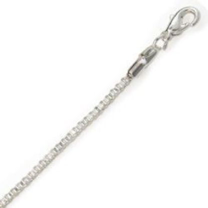 Picture of Silver Plated Box Chain 2mm 18". IMPORTED ECONOMY QUALITY CHAINS: DUE TO THE PRICE, THIS ITEM VARIES IN LENGTH AND SIZE, NO REFUNDS OR EXCHANGES.