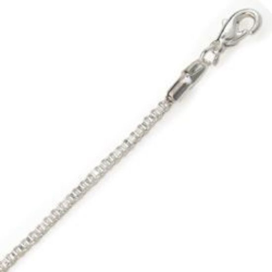 Picture of Silver Plated Box Chain 2mm 20". IMPORTED ECONOMY QUALITY CHAINS: DUE TO THE PRICE, THIS ITEM VARIES IN LENGTH AND SIZE, NO REFUNDS OR EXCHANGES.