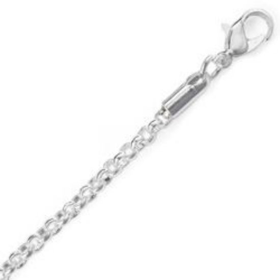 Picture of Silver Plated Rolo Chain 3mm 18". IMPORTED ECONOMY QUALITY CHAINS: DUE TO THE PRICE, THIS ITEM VARIES IN LENGTH AND SIZE, NO REFUNDS OR EXCHANGES.