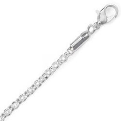 Picture of Silver Plated Rolo Chain 3mm 20". IMPORTED ECONOMY QUALITY CHAINS: DUE TO THE PRICE, THIS ITEM VARIES IN LENGTH AND SIZE, NO REFUNDS OR EXCHANGES.