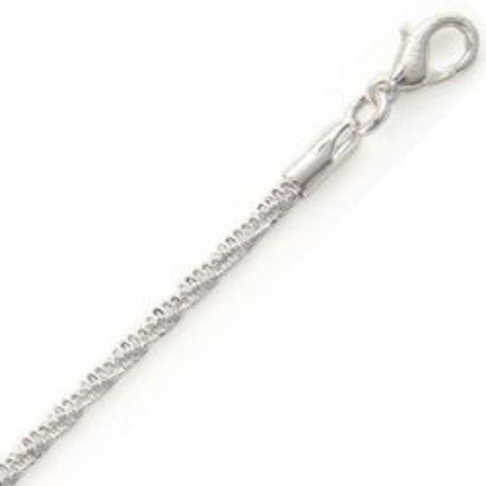 Picture of Silver Plated Diamond Chain 2mm 24". IMPORTED ECONOMY QUALITY CHAINS: DUE TO THE PRICE, THIS ITEM VARIES IN LENGTH AND SIZE, NO REFUNDS OR EXCHANGES.