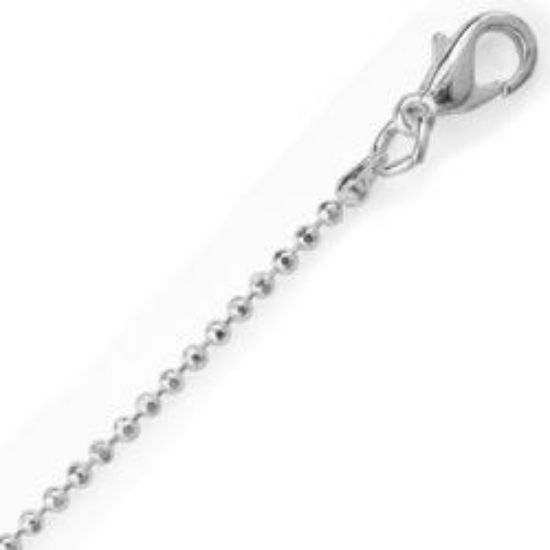 Picture of Silver Plated Bead Chain 1.5mm 18". IMPORTED ECONOMY QUALITY CHAINS: DUE TO THE PRICE, THIS ITEM VARIES IN LENGTH AND SIZE, NO REFUNDS OR EXCHANGES.