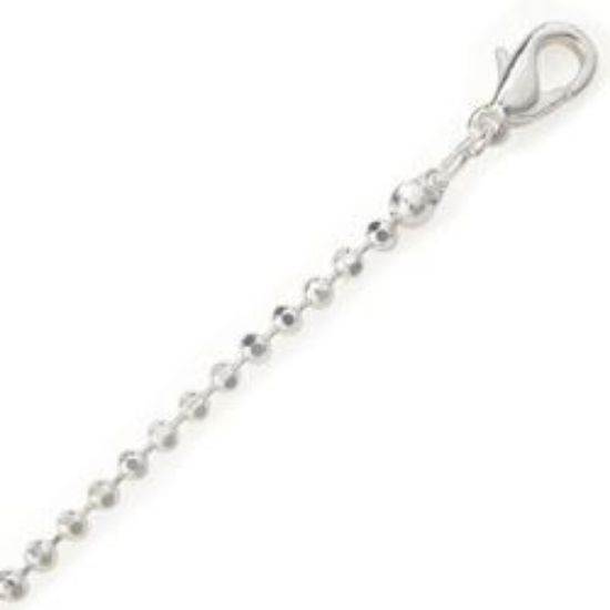 Picture of Silver Plated Bead Die Cut Chain 2mm 20". IMPORTED ECONOMY QUALITY CHAINS: DUE TO THE PRICE, THIS ITEM VARIES IN LENGTH AND SIZE, NO REFUNDS OR EXCHANGES.