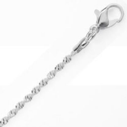 Picture of Silver Plated Diamond Twist Chain 2mm 20". IMPORTED ECONOMY QUALITY CHAINS: DUE TO THE PRICE, THIS ITEM VARIES IN LENGTH AND SIZE, NO REFUNDS OR EXCHANGES.