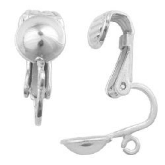 Picture of Sterling Silver Half Ball Ear Clip With Loop 7mm