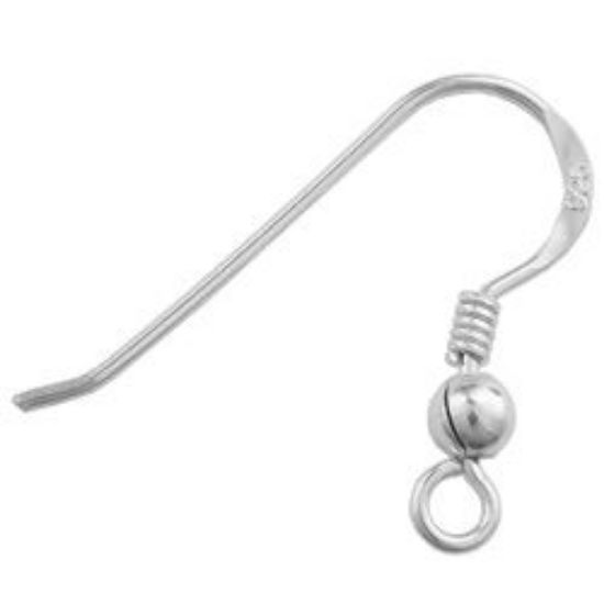 Picture of Sterling Silver French Ball Coil Ear Wire .027 Inch 17.5x19mm