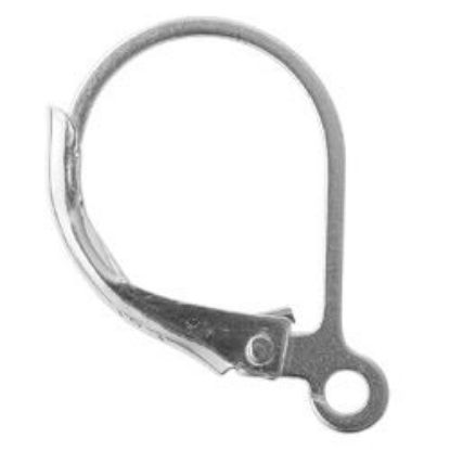 Picture of Sterling Silver Plain Lever Back Ear Wire With Loop 16x10.5mm