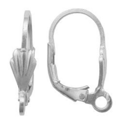Picture of Sterling Silver Shell Lever Back Ear Wire With Loop 17x13mm