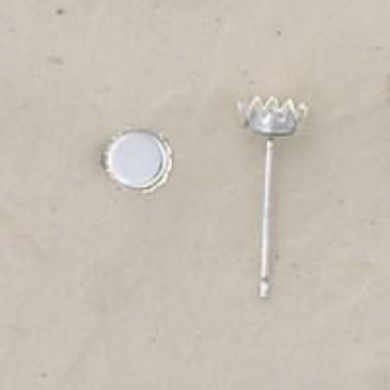 Picture of Sterling Silver Bezel Cup Ear Post .029 x 7/16 Inch 4mm