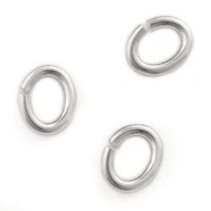 Picture of Sterling Silver Oval Jump Ring, Outer Diameter 4x6mm, 0.040"/18 Gauge Wire, Sold per pkg of 10