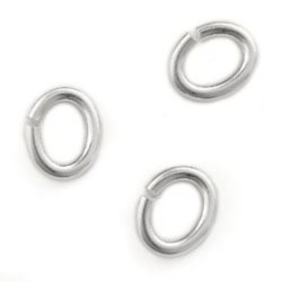 Picture of Sterling Silver Oval Jump Ring, Outer Diameter 4x6mm, 0.040"/18 Gauge Wire, Sold per pkg of 10