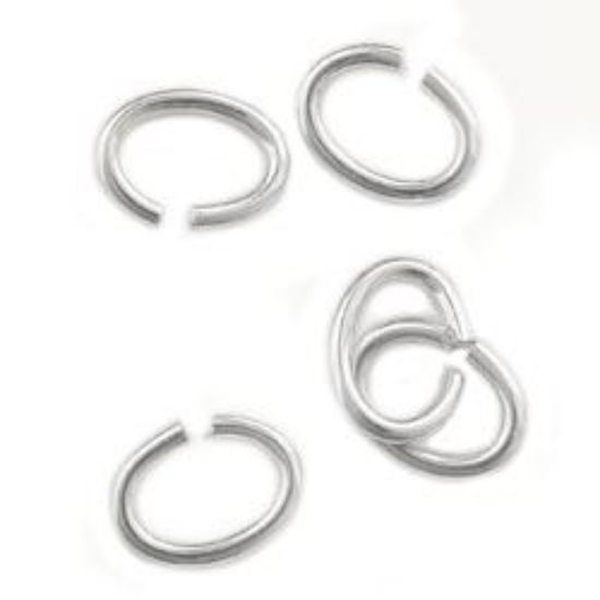 Picture of Sterling Silver Oval Jump Ring, Outer Diameter 3x4mm/0.025", 22 Gauge Wire, Sold per pkg of 10