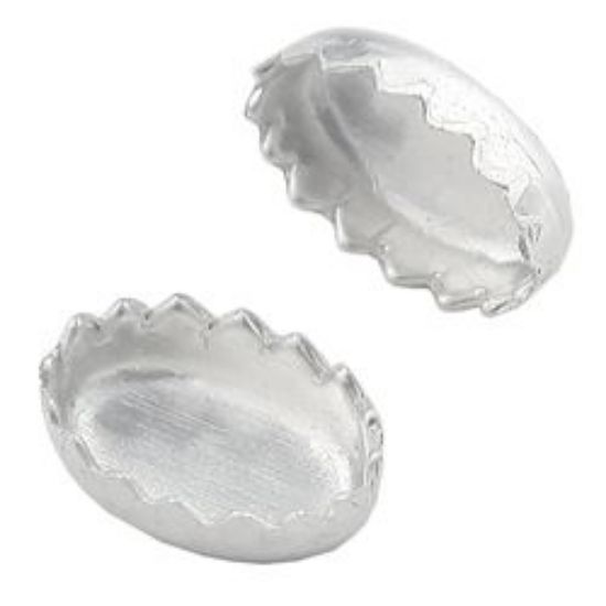 Picture of Sterling Silver Oval Serrated Bezel Cups 3x5mm<br />20 Bezel Cups