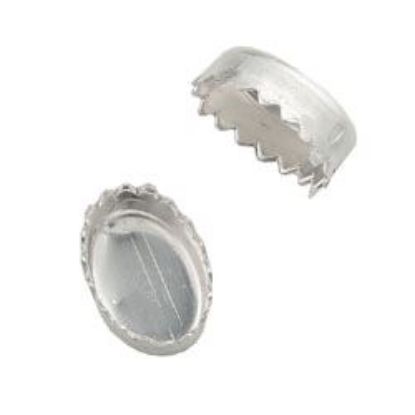 Picture of Sterling Silver Oval Serrated Bezel Cups 4x6mm<br />10 Bezel Cups