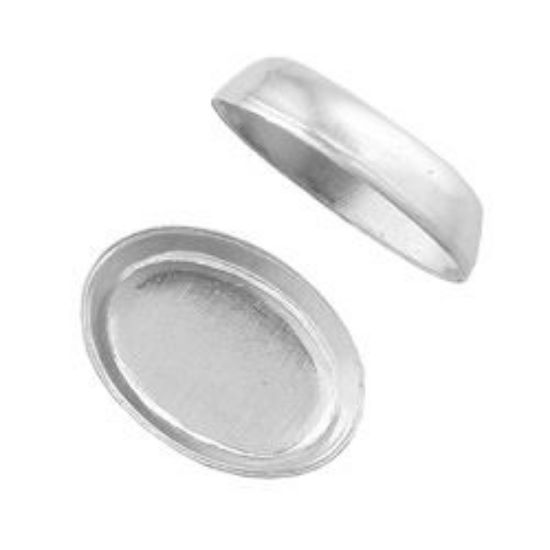 Picture of Sterling Silver Oval Plain Bezel Cups 4x6mm<br />10 Bezel Cups