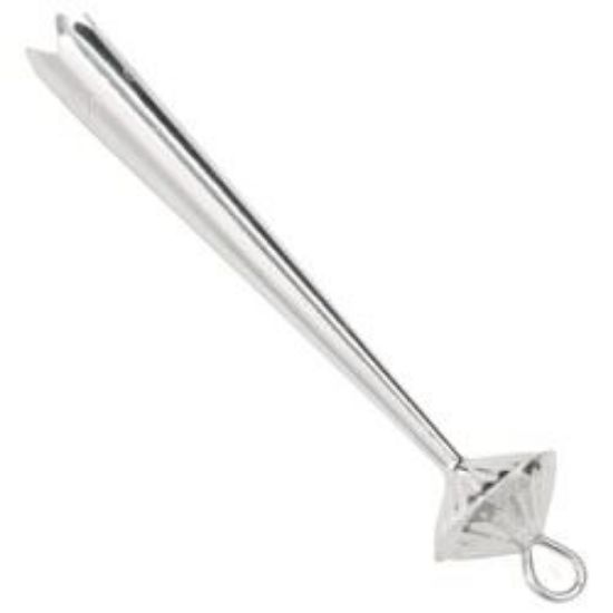 Picture of Sterling Silver Bolo Tip With Loop Long 12mm #4L. Fits: 4 & 6 Ply Cords.