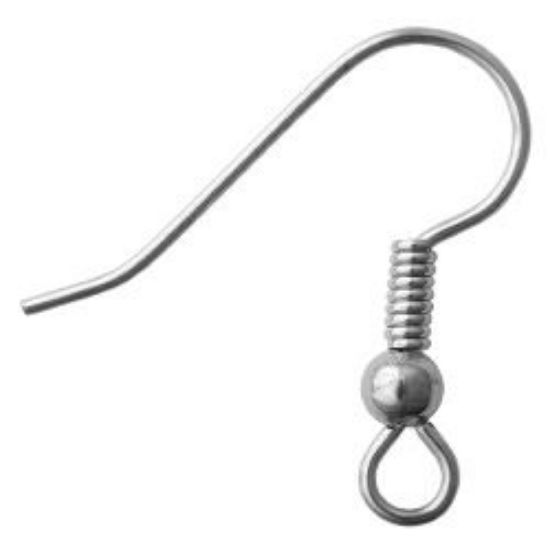 Picture of Surgical Steel French Ball Coil Ear Wires .030"<br>50 Pair