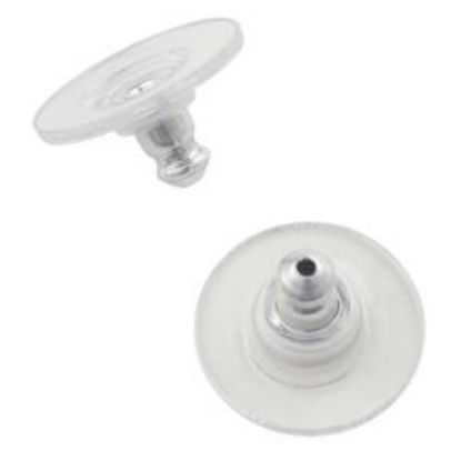 Picture of Nickel Plated Plastic Ear Clutches 0.03" Hole x 7/16"<br />20 Pair