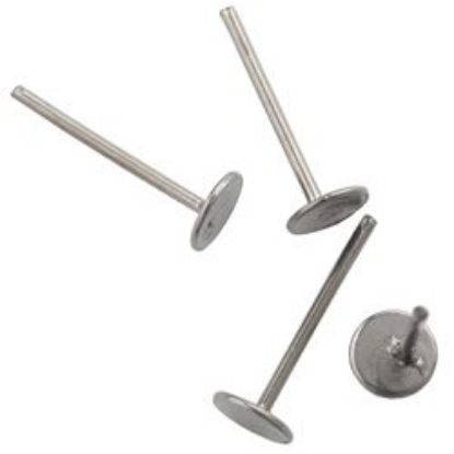 Picture of Surgical Steel Flat Ear Pad Post 4mm<br />10 Pair