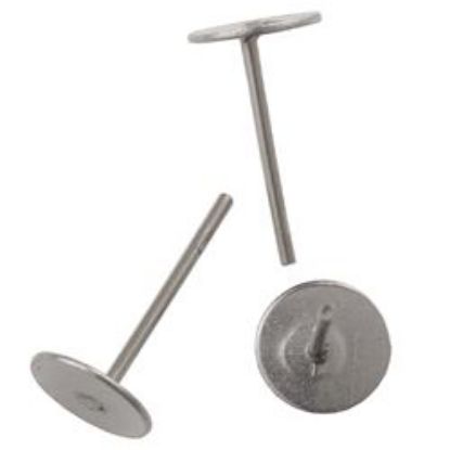 Picture of Surgical Steel Flat Ear Pad Post 6mm, Pair