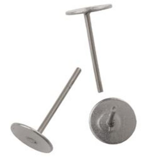 Picture of Surgical Steel Flat Ear Pad Post 6mm, Pair
