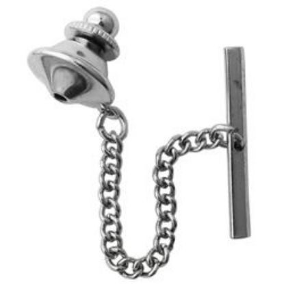 Picture of Nickel Plated Tie Tack Clutch with Chain, Sold per pkg of 10