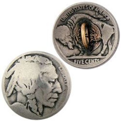 Picture of Nickel Indian Head Coin 21mm Button with loop I.D. 5mm