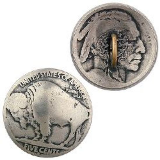 Picture of Nickel Buffalo Head Coin 21mm Button with loop I.D. 5mm
