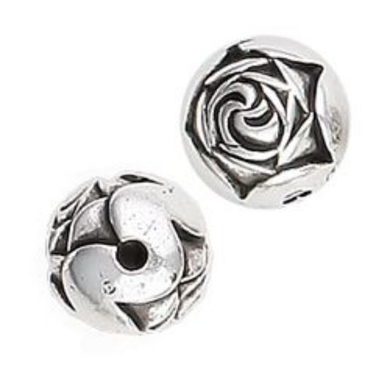 Picture of Silver Plated Rose Beads 9mm<br />10 Beads